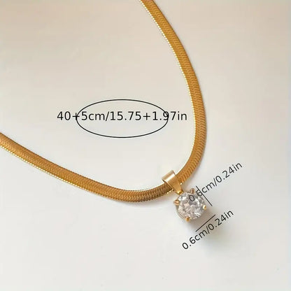 Collana con Ciondolo Elegante in Strass | Oro