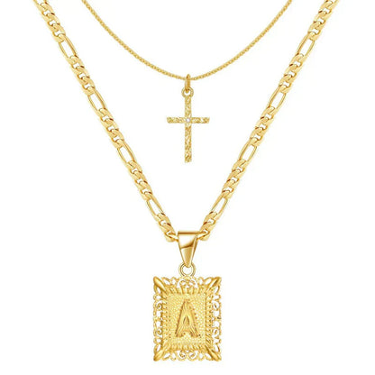 Collana con Iniziale e Croce | Oro