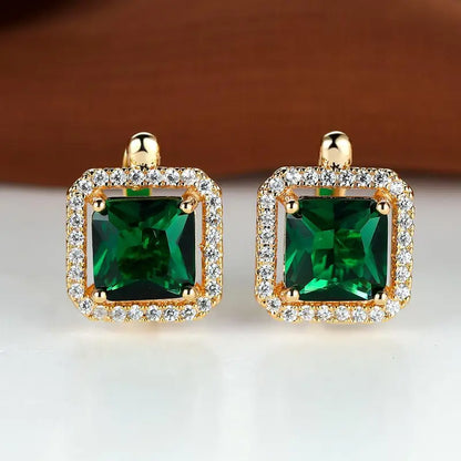 Orecchini in oro con smeraldo e zircon