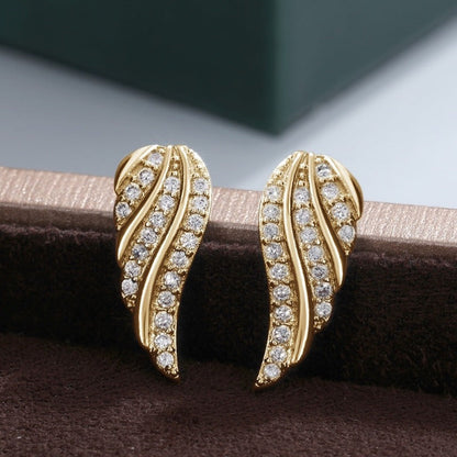 Orecchini Pavé Modern Leaf | Oro