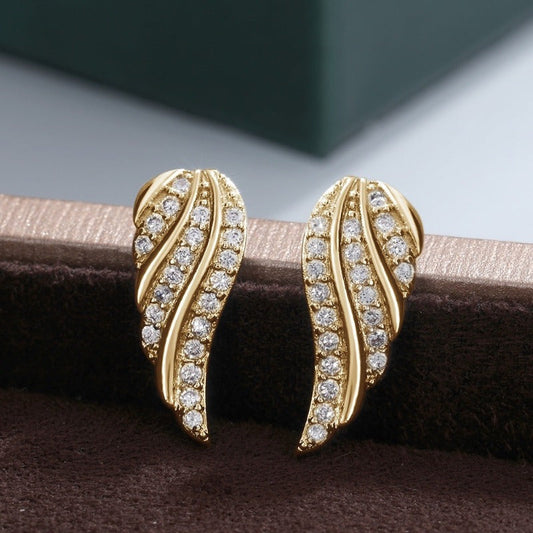 Orecchini Pavé Modern Leaf | Oro