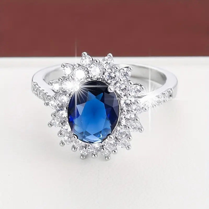 Anello Halo con Zaffiro Dorato