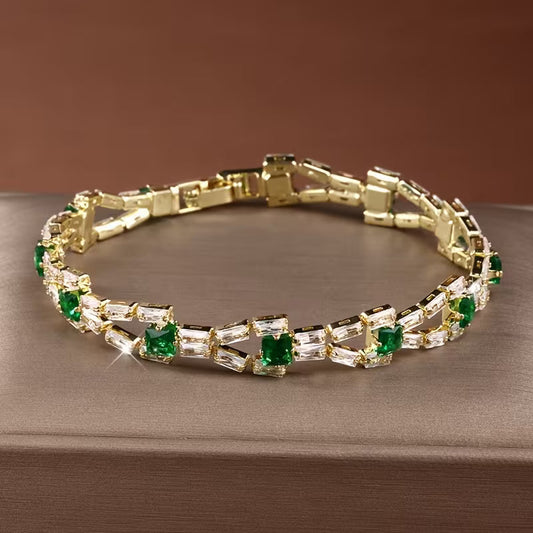 Bracciale Tennis Verde Link | Oro