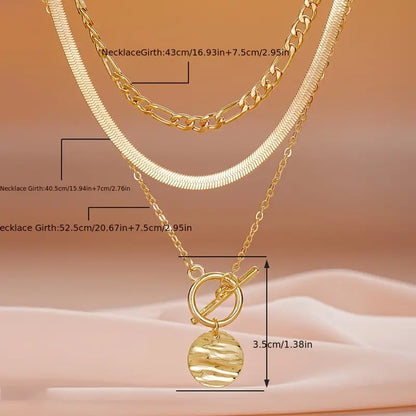Collana a Strati Savira con Ciondolo Moneta Texturizzato | Oro