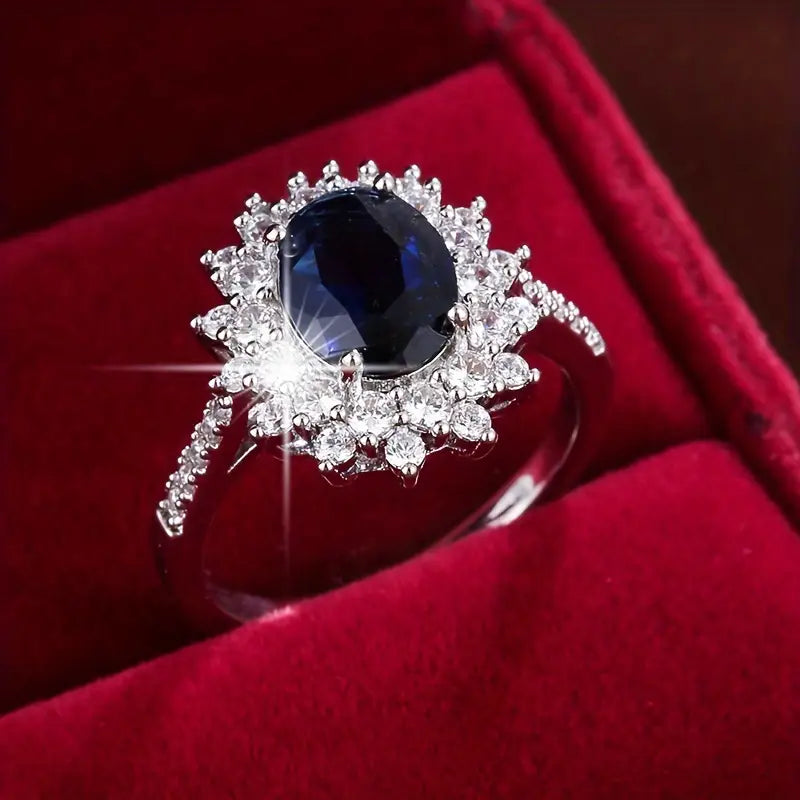 Anello Halo con Zaffiro Dorato