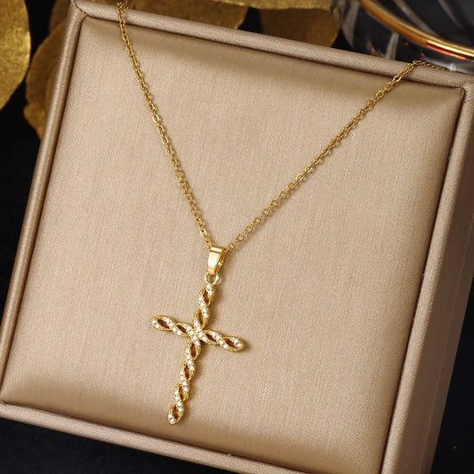 Collana con Croce Crystal Twist | Oro