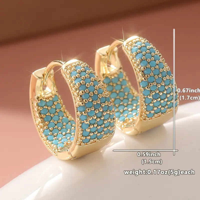 Orecchini a Cerchio con Perline Turchesi Dorate | Oro