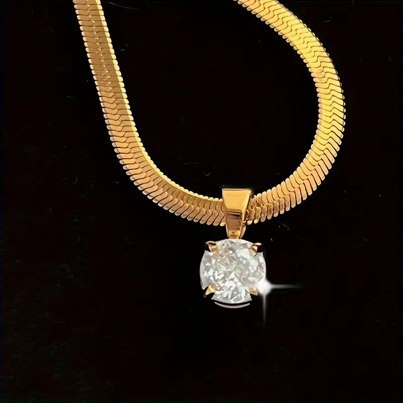 Collana con Ciondolo Elegante in Strass | Oro