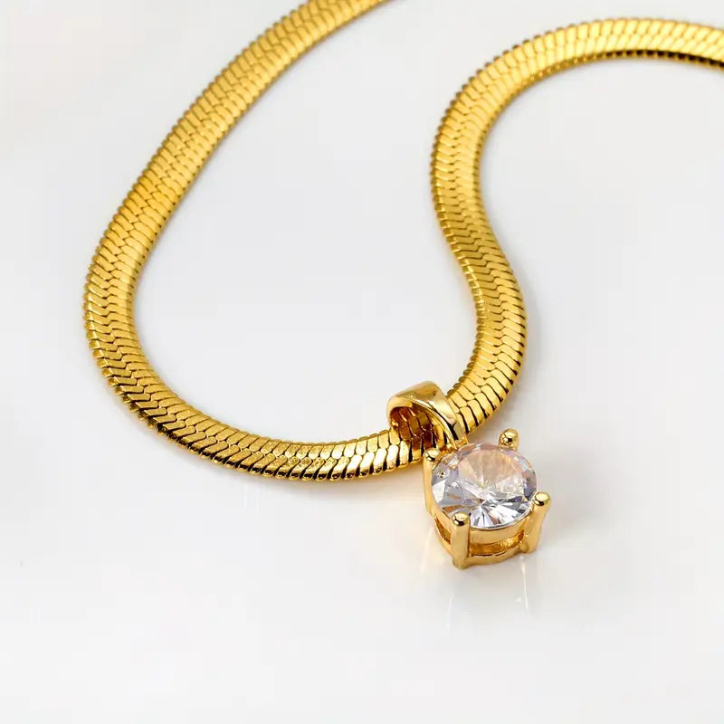 Collana con Ciondolo Elegante in Strass | Oro