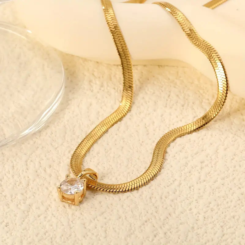 Collana con Ciondolo Elegante in Strass | Oro