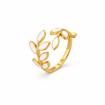 Anello foglia dorata