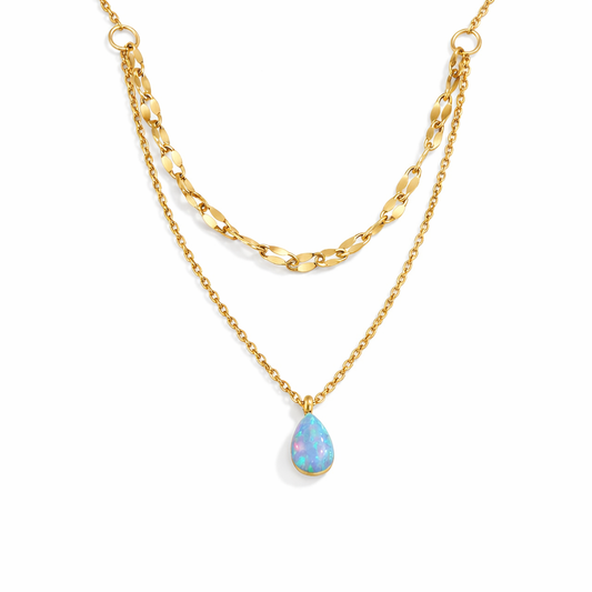 Collana a strati con goccia di opale blu