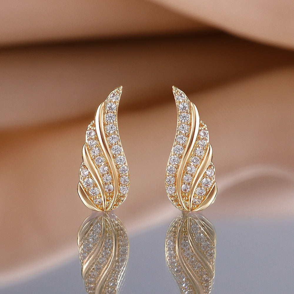 Orecchini Pavé Modern Leaf | Oro