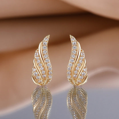 Orecchini Pavé Modern Leaf | Oro