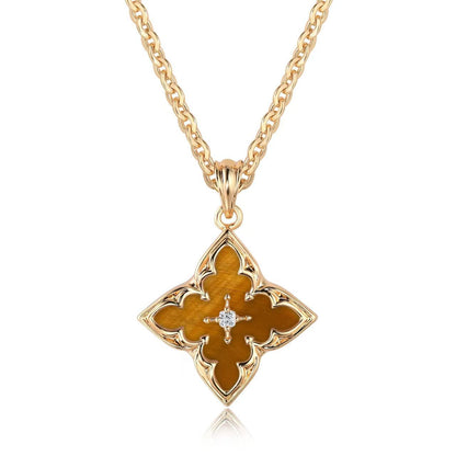 Collana con Ciondolo Quadrifoglio Bianco | Oro