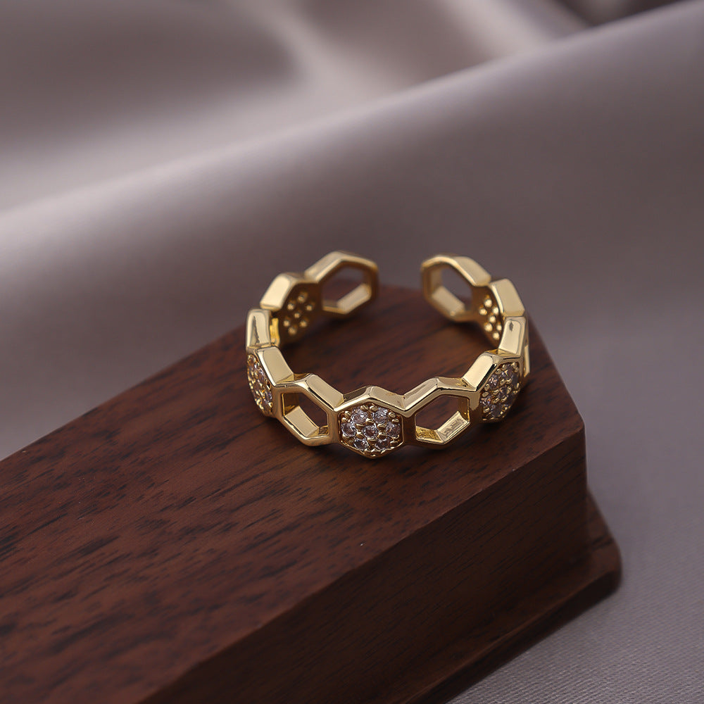 Anello Crystal Honeycomb | Oro