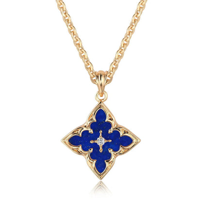 Collana con Ciondolo Quadrifoglio Bianco | Oro