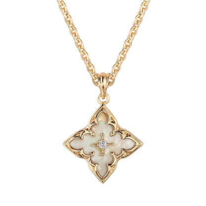 Collana con Ciondolo Quadrifoglio Bianco | Oro