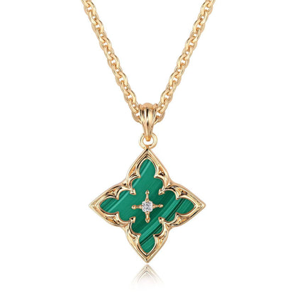 Collana con Ciondolo Quadrifoglio Bianco | Oro