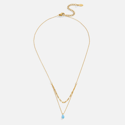 Collana a strati con goccia di opale blu