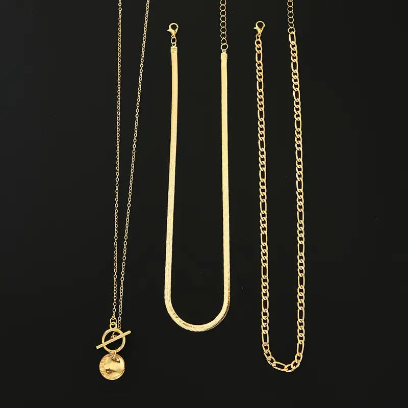 Collana a Strati Savira con Ciondolo Moneta Texturizzato | Oro