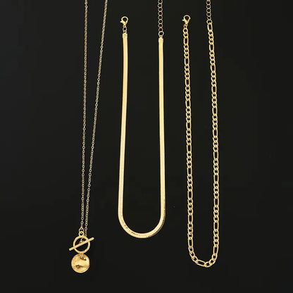 Collana a Strati Savira con Ciondolo Moneta Texturizzato | Oro