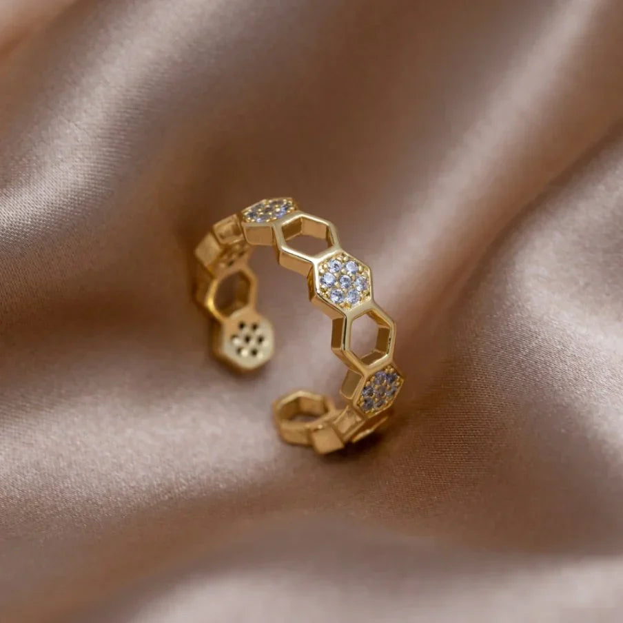 Anello Crystal Honeycomb | Oro