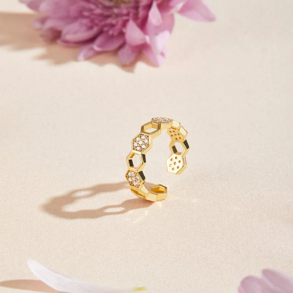 Anello Crystal Honeycomb | Oro
