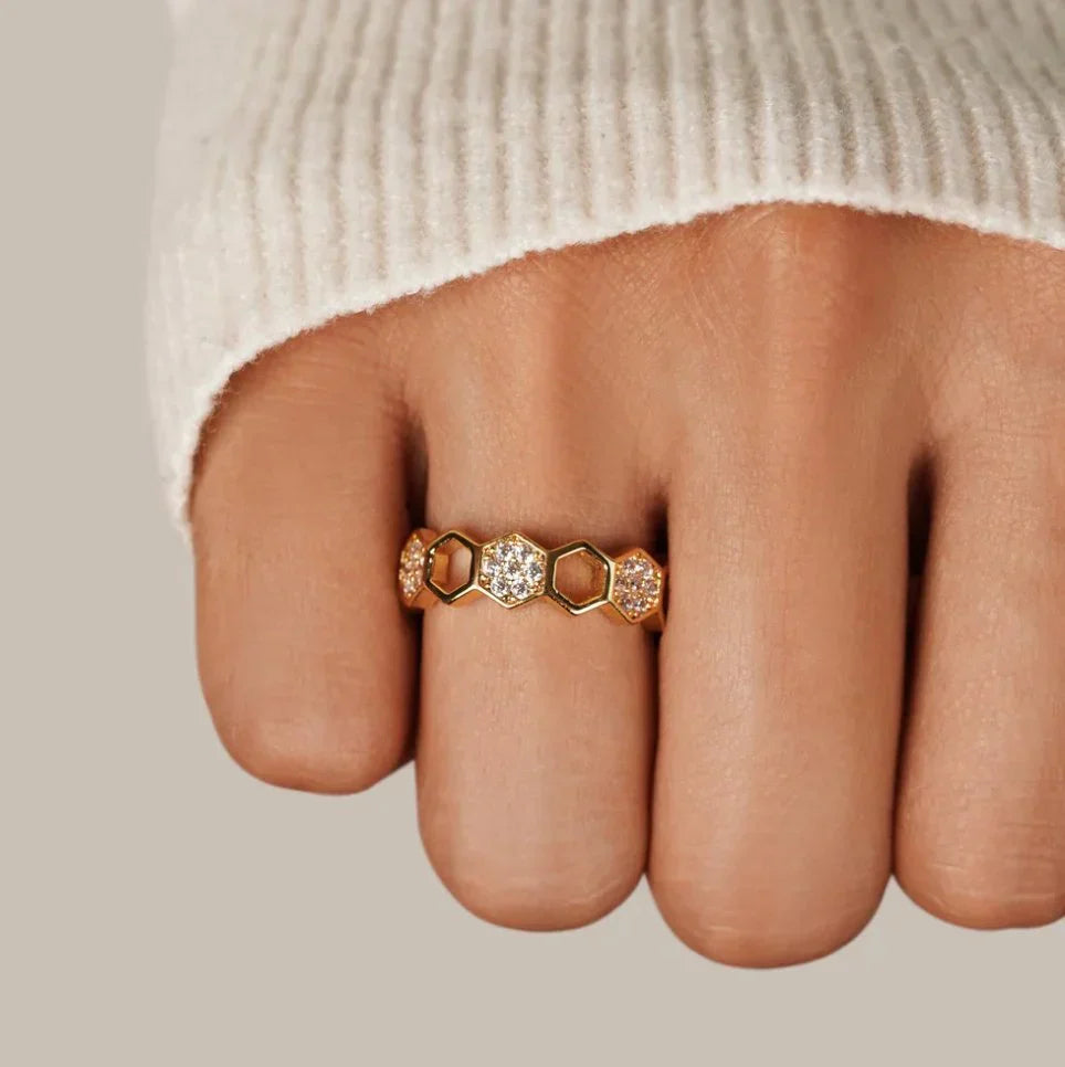 Anello Crystal Honeycomb | Oro