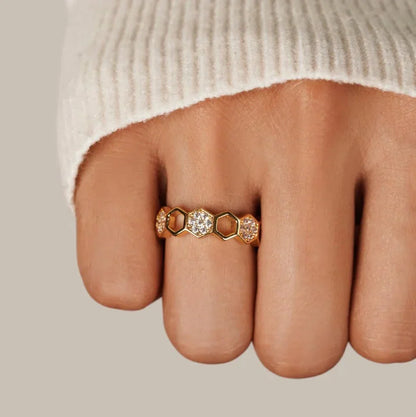 Anello Crystal Honeycomb | Oro